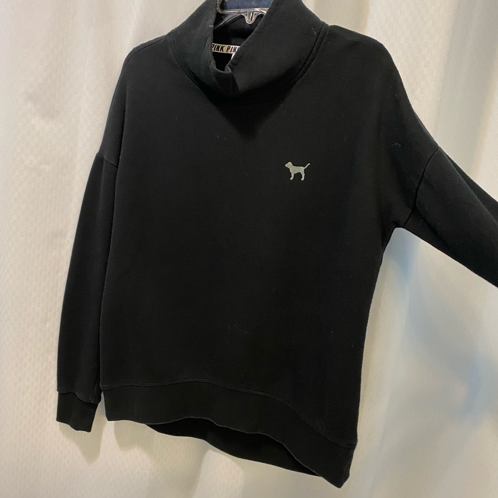 VS PINK black, high-neck pullover sweatshirt